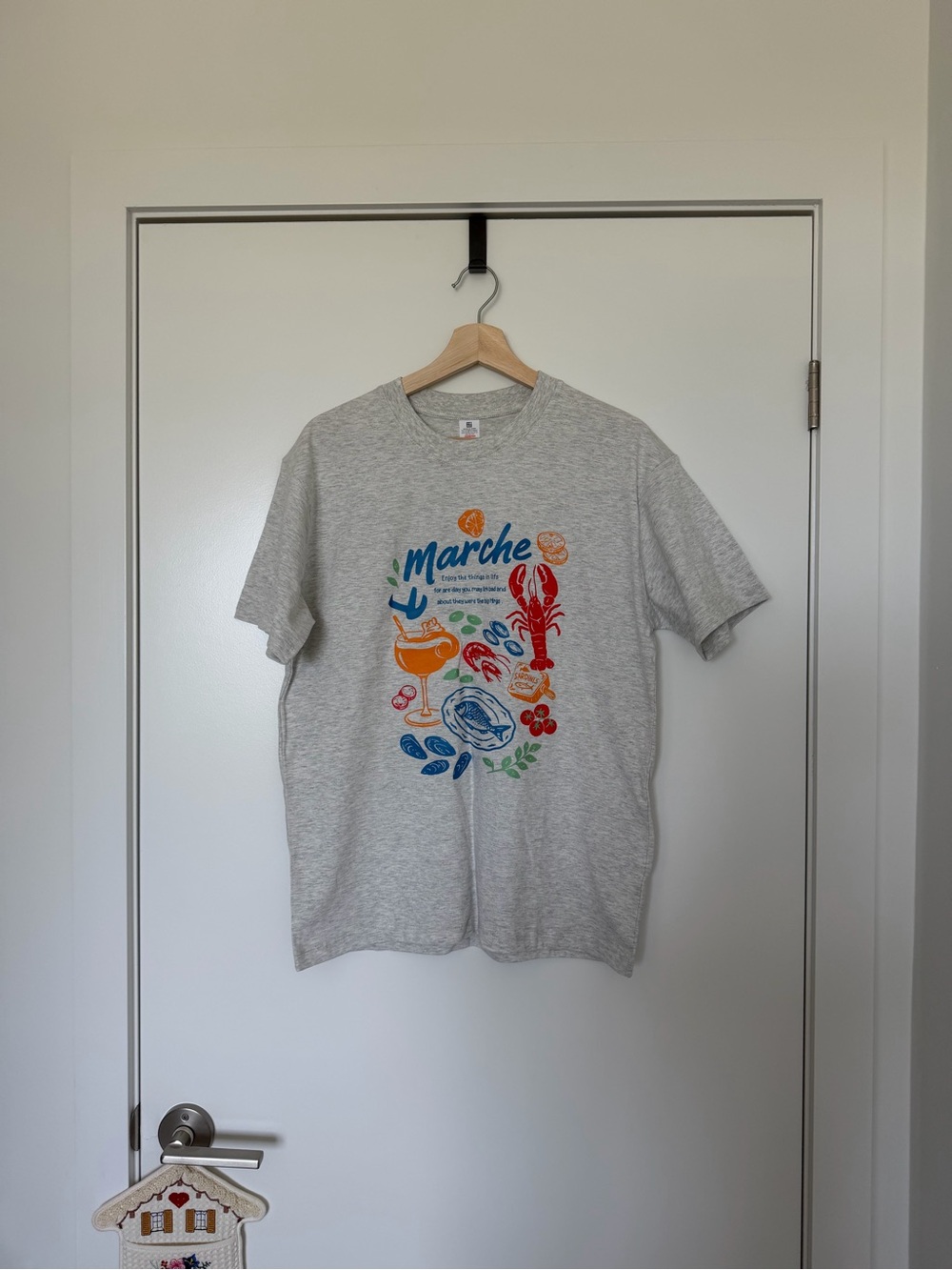 Marche Short-Sleeve Graphic Tee — Gray with Multicolor Print